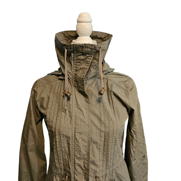 Denim Co. Hooded Lightweight Jacket Utility Pockets Green Women's Size 10 - Picture 4 of 16